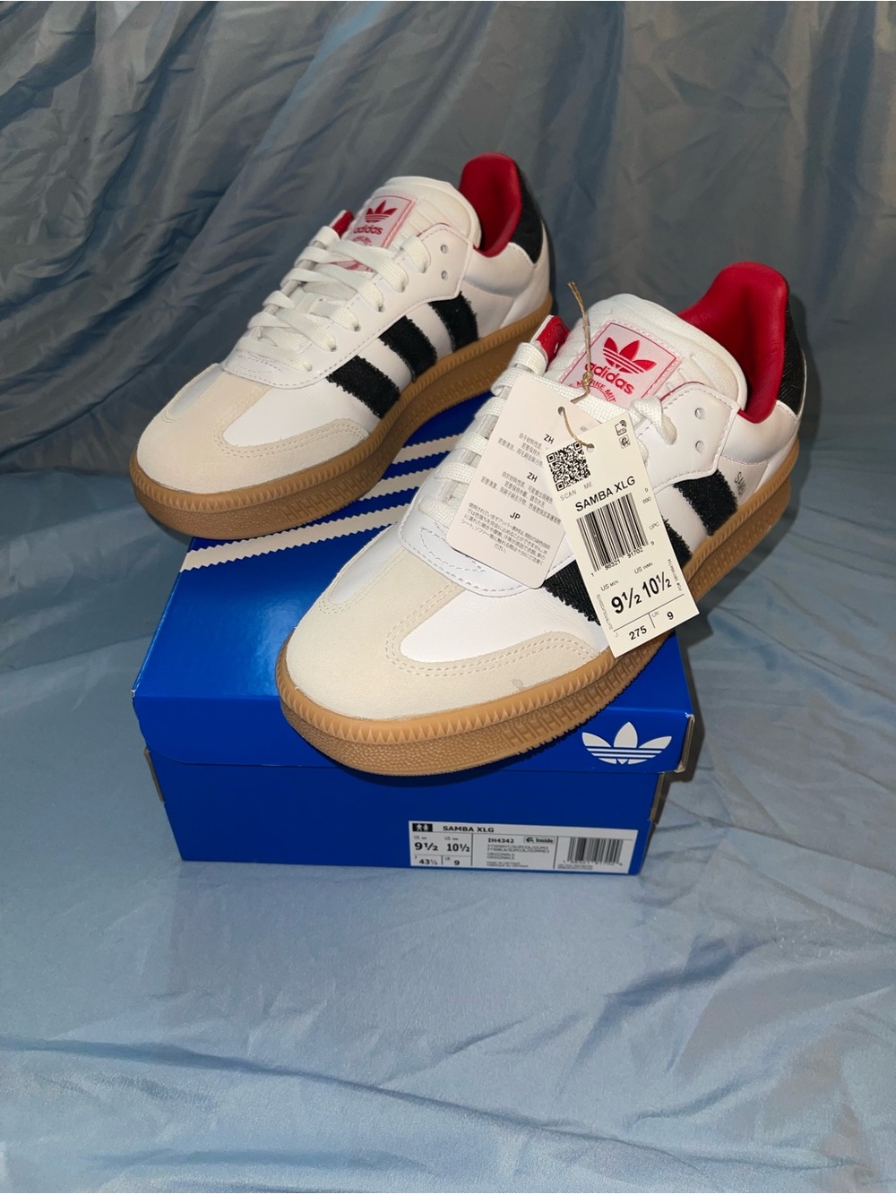 adidas Samba XLG Sneakers - White/Black/Scarlet Red with Gum Sole